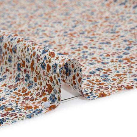 Liberty Fabrics Tana Lawn® - Phoebe Brown - Golden Brown, Russet and Blue Little Flowers