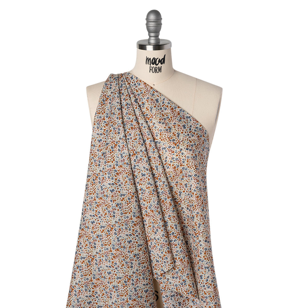 Liberty Fabrics Tana Lawn® - Phoebe Brown - Golden Brown, Russet and Blue Little Flowers