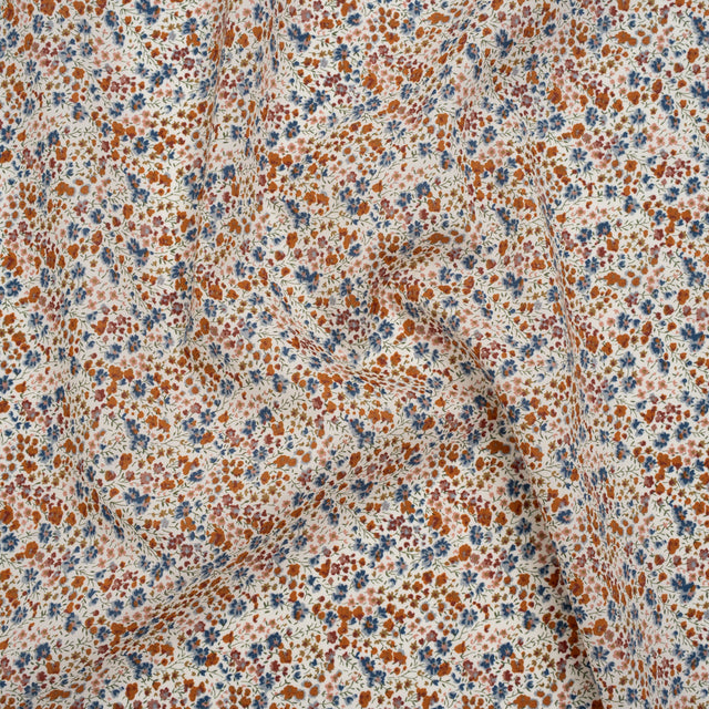 Liberty Fabrics Tana Lawn® - Phoebe Brown - Golden Brown, Russet and Blue Little Flowers