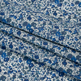 Liberty Fabrics Tana Lawn® - Emma and Georgina Dark Blue - Bright Blue, Blue-Gray and White Floral