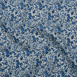 Liberty Fabrics Tana Lawn® - Emma and Georgina Dark Blue - Bright Blue, Blue-Gray and White Floral