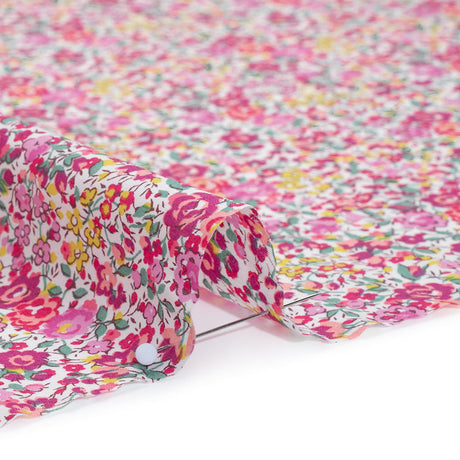 Liberty Fabrics Tana Lawn® - Emma and Georgina Pink - Nany Pink, Yellow and Green Floral