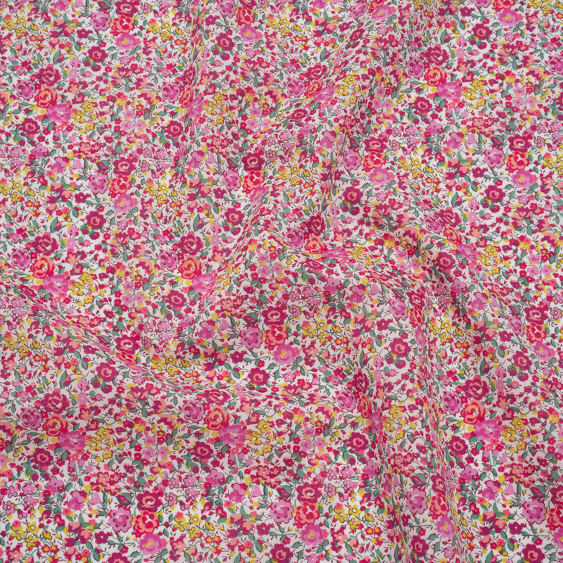 Liberty Fabrics Tana Lawn® - Emma and Georgina Pink - Nany Pink, Yellow and Green Floral