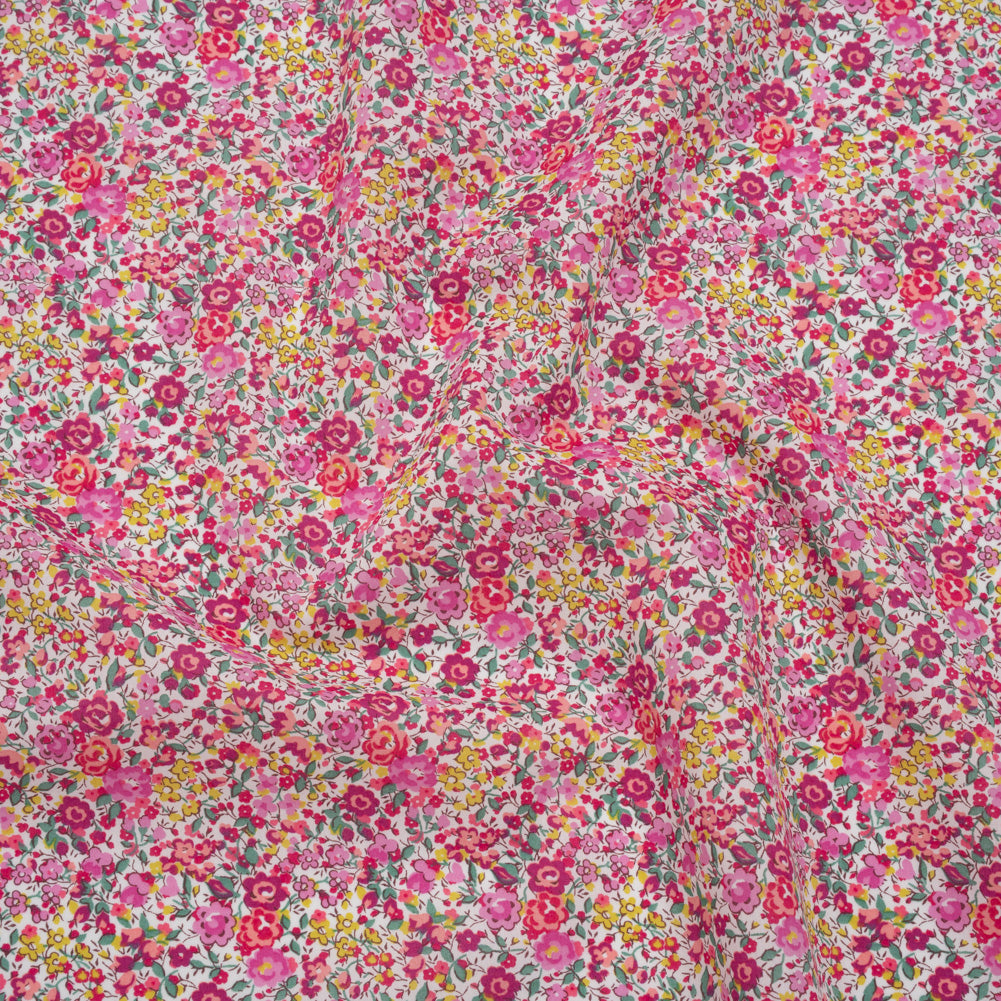 Liberty Fabrics Tana Lawn® - Emma and Georgina Pink - Nany Pink, Yellow and Green Floral