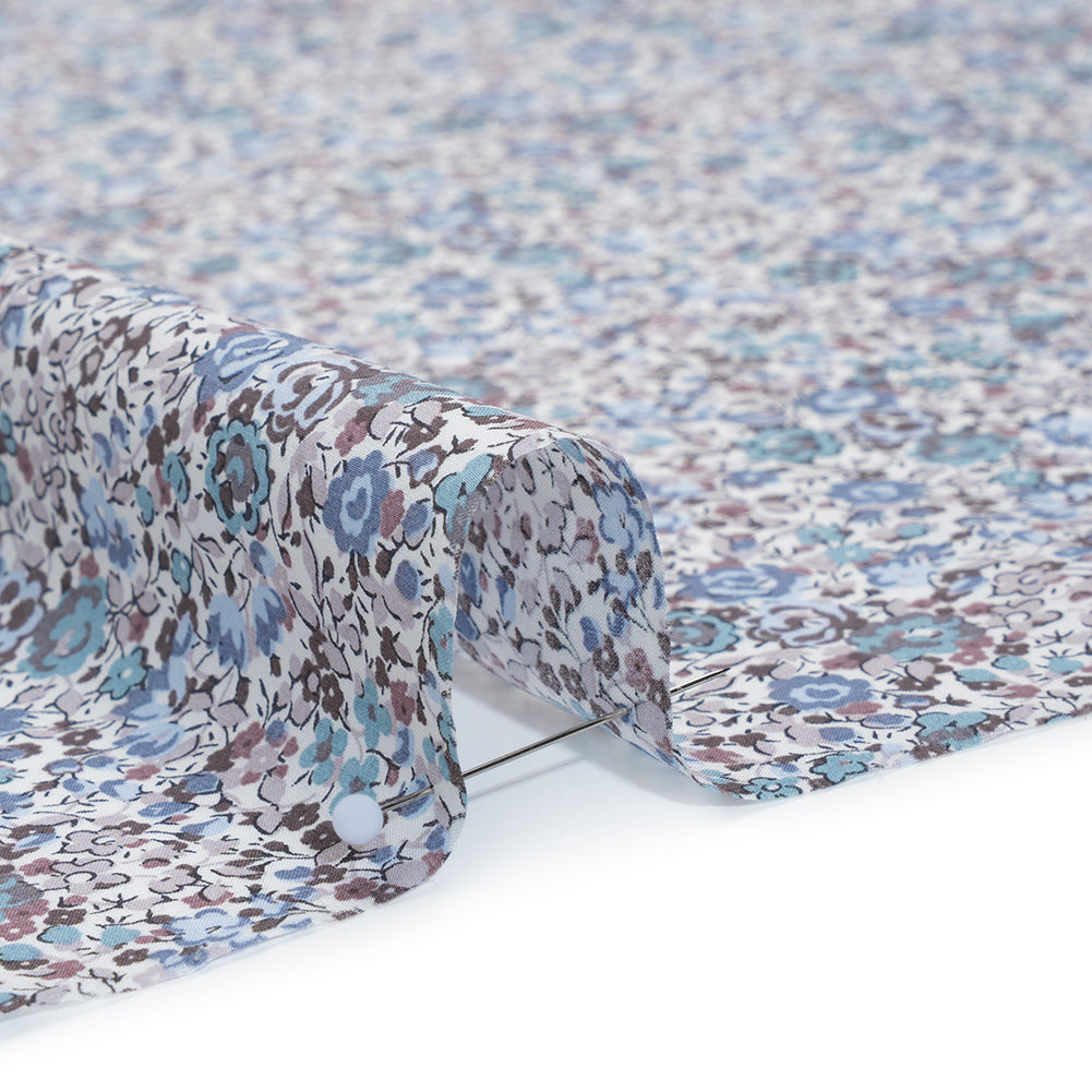 Liberty Fabrics Tana Lawn® - Emma and Georgina Light Blue - Pastel Blue, Sky and Taupe Floral