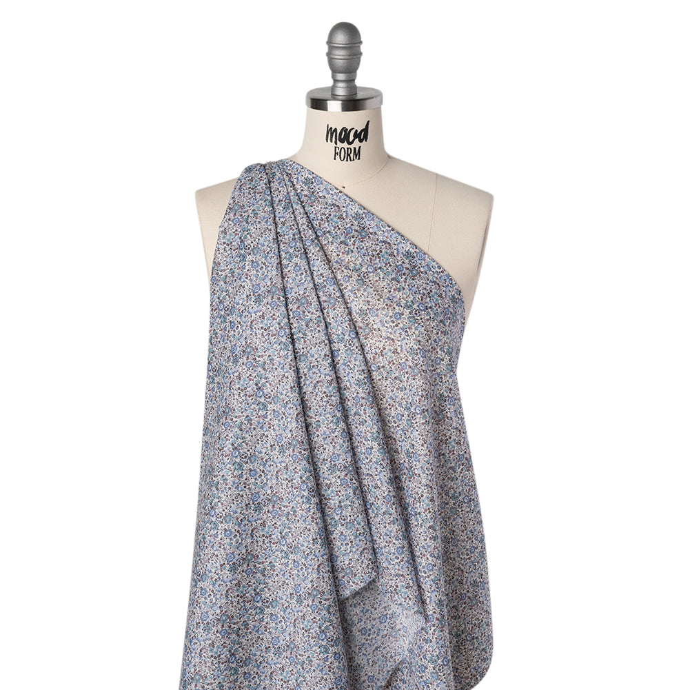Liberty Fabrics Tana Lawn® - Emma and Georgina Light Blue - Pastel Blue, Sky and Taupe Floral