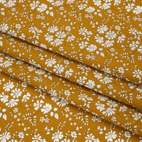 Liberty Fabrics Tana Lawn® - Capel Yellow - Yellow Ochre and White Outlined Florals