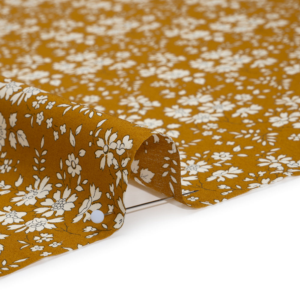 Liberty Fabrics Tana Lawn® - Capel Yellow - Yellow Ochre and White Outlined Florals