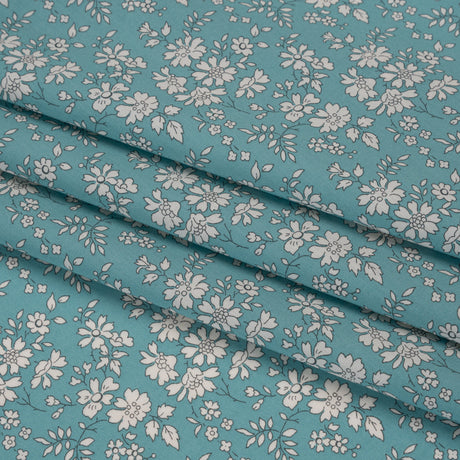 Liberty Fabrics Tana Lawn® - Capel Blue Turquoise - Aqua Blue and White Outlined Florals