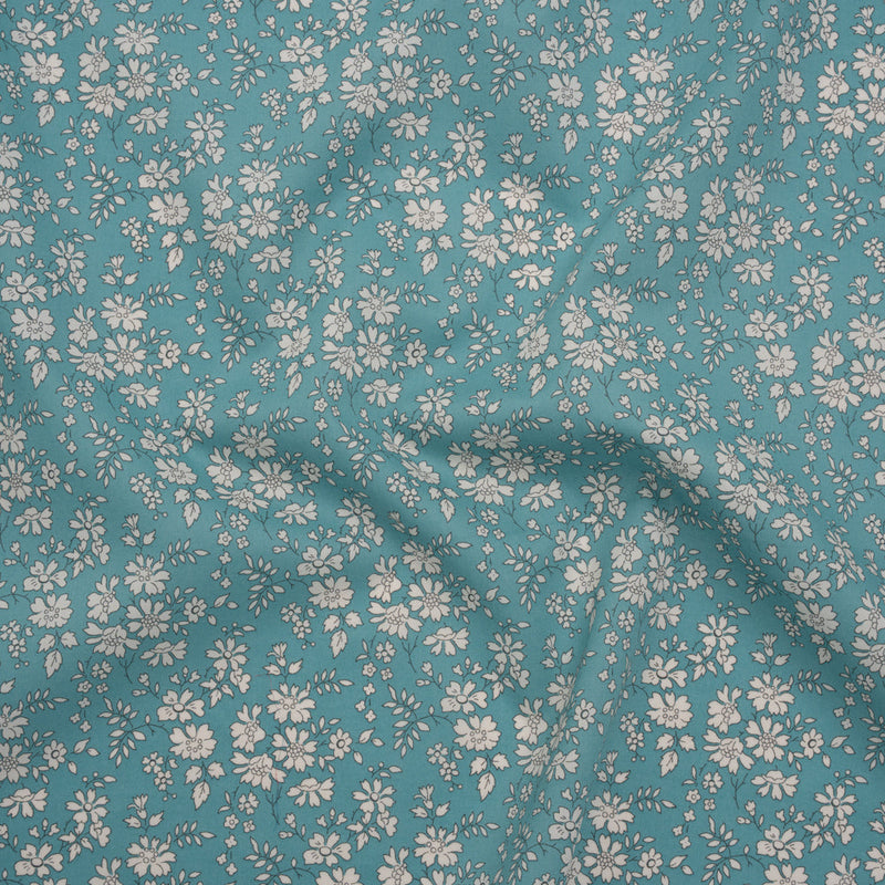 Liberty Fabrics Tana Lawn® - Capel Blue Turquoise - Aqua Blue and White Outlined Florals