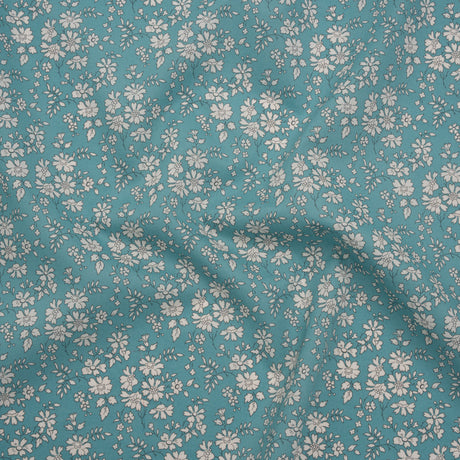Liberty Fabrics Tana Lawn® - Capel Blue Turquoise - Aqua Blue and White Outlined Florals