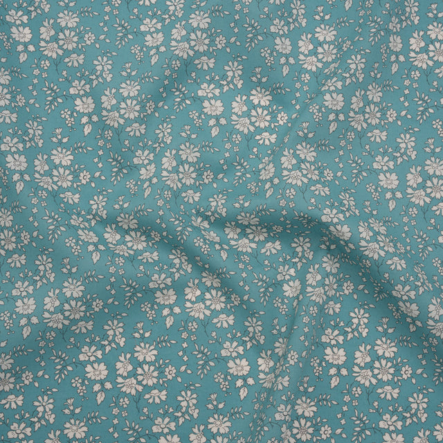 Liberty Fabrics Tana Lawn® - Capel Blue Turquoise - Aqua Blue and White Outlined Florals