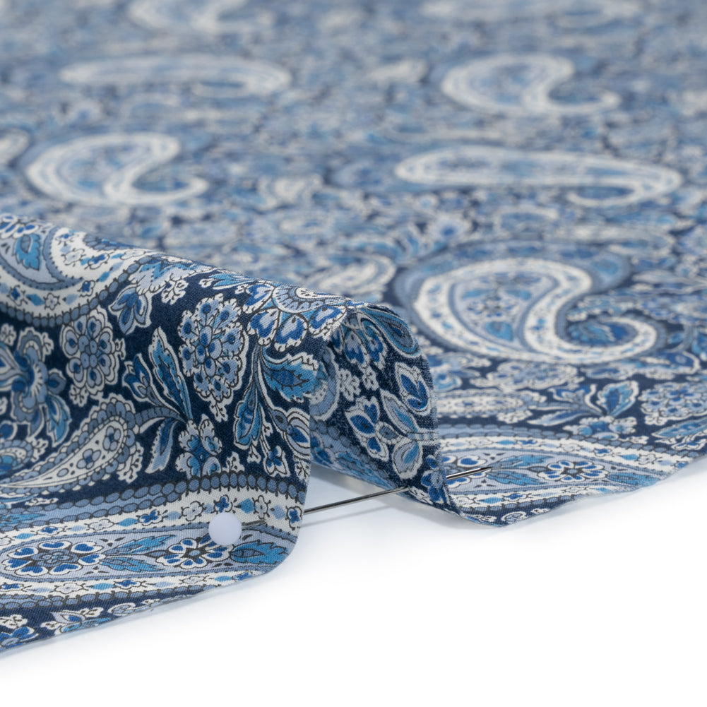 Liberty Fabrics Tana Lawn® - Lee Manor Dark Blue - Blue and White Paisley