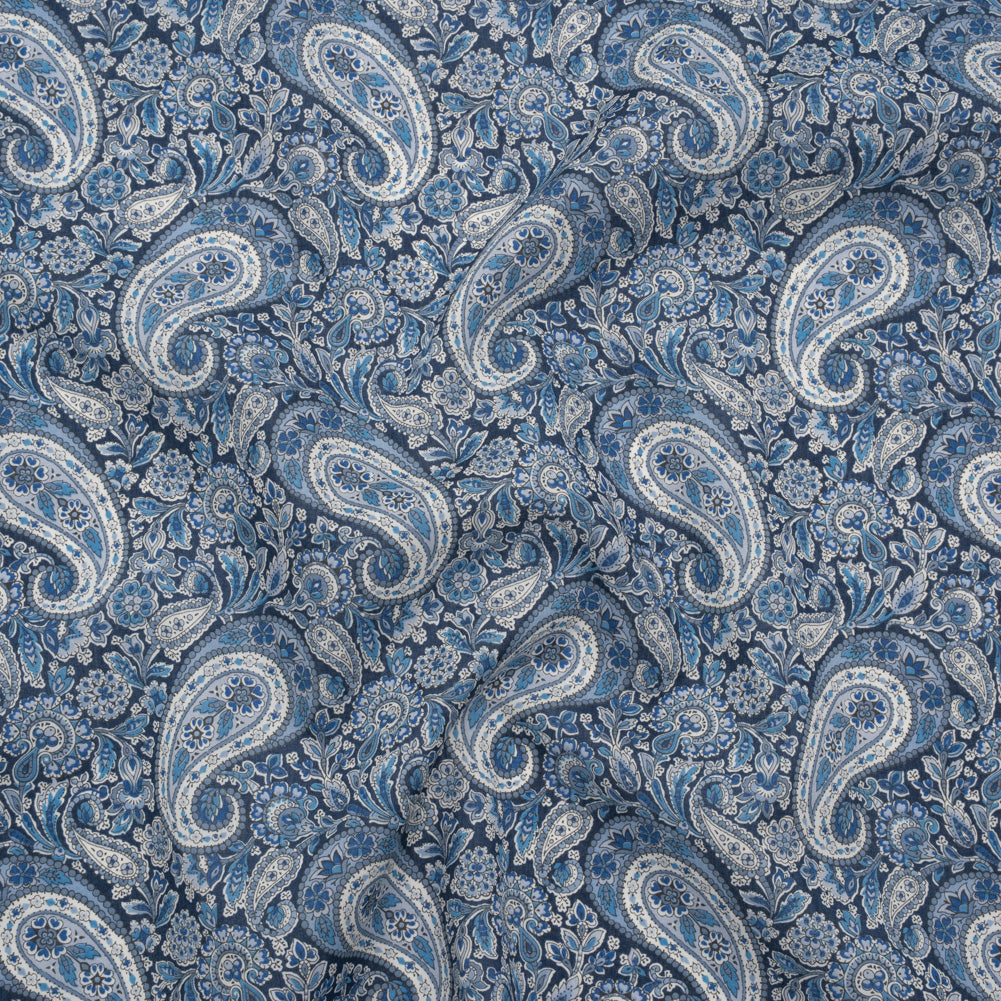 Liberty Fabrics Tana Lawn® - Lee Manor Dark Blue - Blue and White Paisley