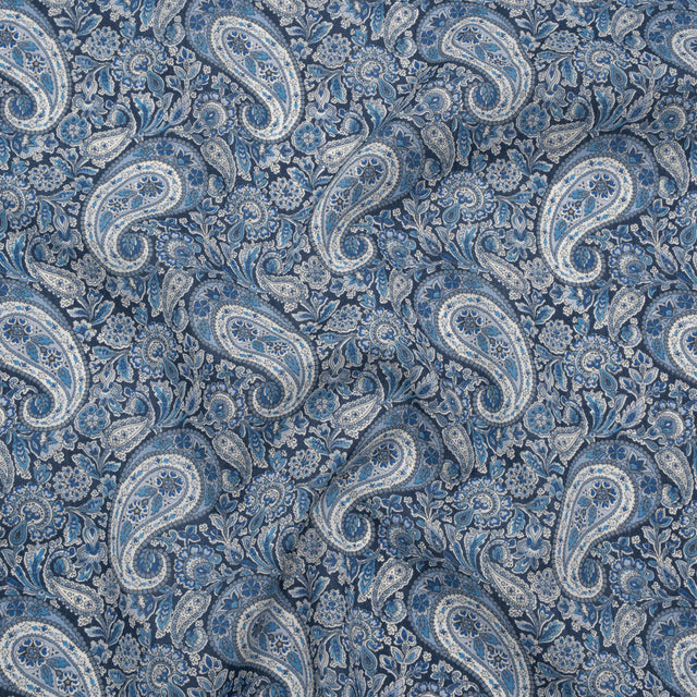 Liberty Fabrics Tana Lawn® - Lee Manor Dark Blue - Blue and White Paisley