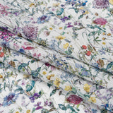 Liberty Fabrics Tana Lawn® - Wild Flowers Multi Pastel - Green, Bright Pink and Yellow Botanical Illustrations