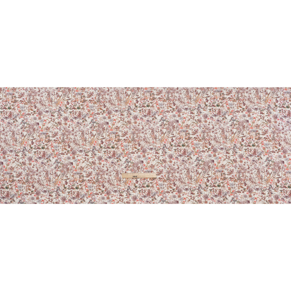 Liberty Fabrics Tana Lawn® - Wild Flowers Light Pink - Rose Pink and Earthy Green Botanical Illustrations