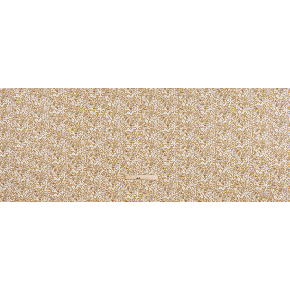 Liberty Fabrics Tana Lawn® - June's Meadow Yellow - Ochre, White and Light Blue Illustrated Flowers