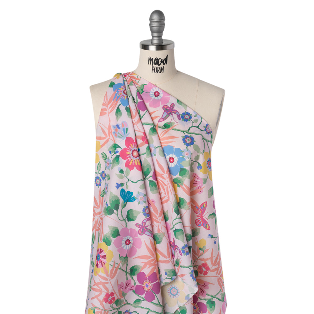 Liberty Fabrics Tana Lawn® - Pavilion Pink - Light Pink, Yellow and Green Bold Florals