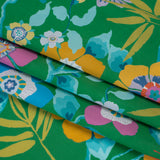 Liberty Fabrics Tana Lawn® - Pavilion Green - Kelly Green, Blue and Red Bold Florals
