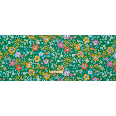 Liberty Fabrics Tana Lawn® - Pavilion Green - Kelly Green, Blue and Red Bold Florals