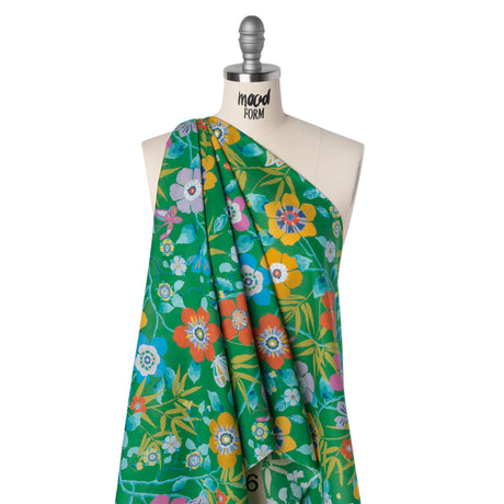 Liberty Fabrics Tana Lawn® - Pavilion Green - Kelly Green, Blue and Red Bold Florals