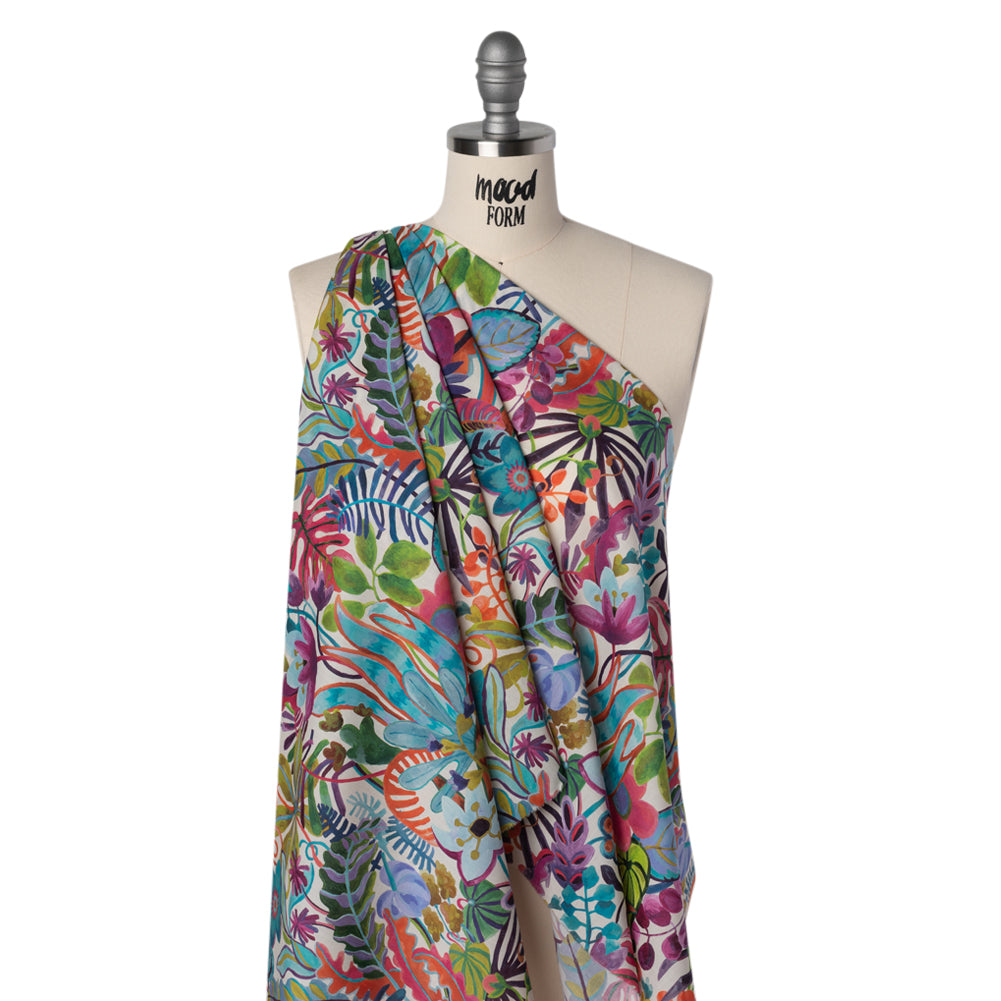 Liberty Fabrics Tana Lawn® - Jungle Trip Blue - Fuchsia, Blue and Green Tropical Plants