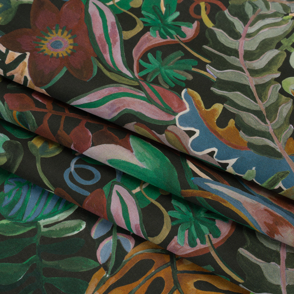 Liberty Fabrics Tana Lawn® - Jungle Trip Green - Dark Green, Teal and Blue Tropical Plants