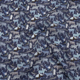 Liberty Fabrics Tana Lawn® - Quey 2 Dark Blue - Blue, Gray and White Animals with Clothes