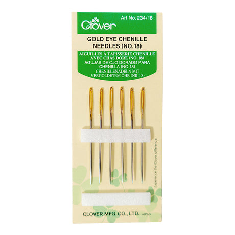 Clover Gold Eye Chenille Needles - Size 18 - 6 ct