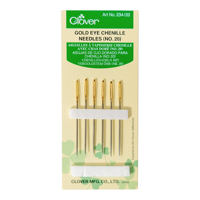 Clover Gold Eye Chenille Needles - Size 20 - 6 ct