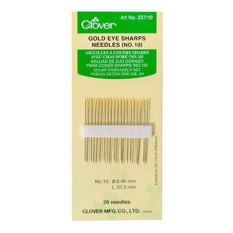 Clover Gold Eye Sharp Needles - Size 10 - 20 ct