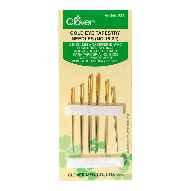 Clover Gold Eye Tapestry Needles - Sizes 18-22 - 6 ct