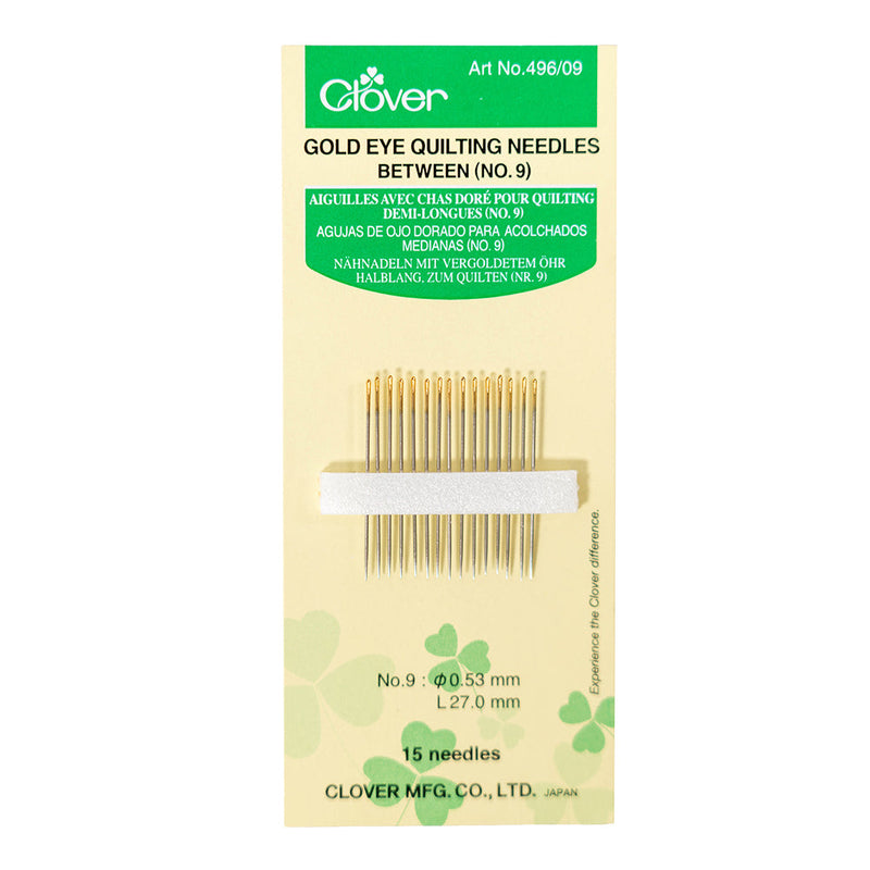 Clover Gold Eye Quilting Between Needles - Size 9 - 15 ct