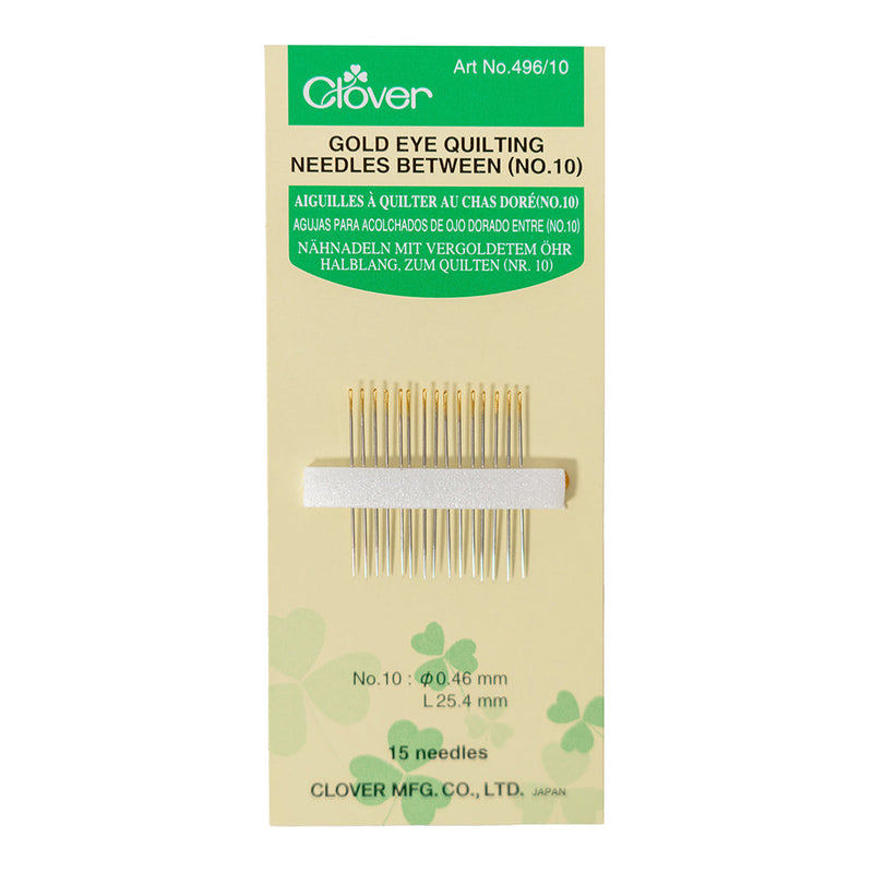 Clover Gold Eye Quilting Between Needles - Size 10 - 15 ct