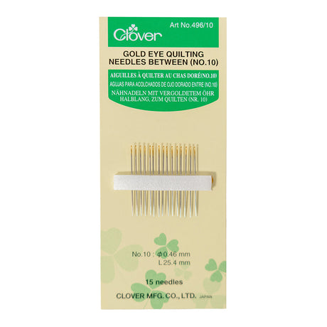 Clover Gold Eye Quilting Between Needles - Size 10 - 15 ct