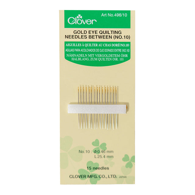 Clover Gold Eye Quilting Between Needles - Size 10 - 15 ct