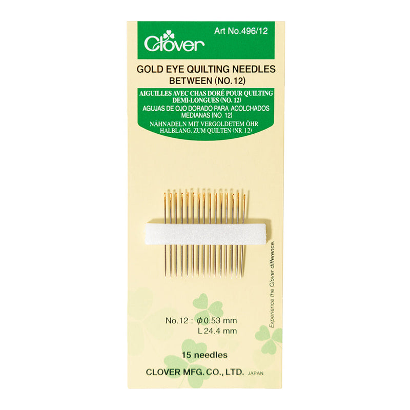Clover Gold Eye Quilting Between Needles - Size 12 - 15 ct