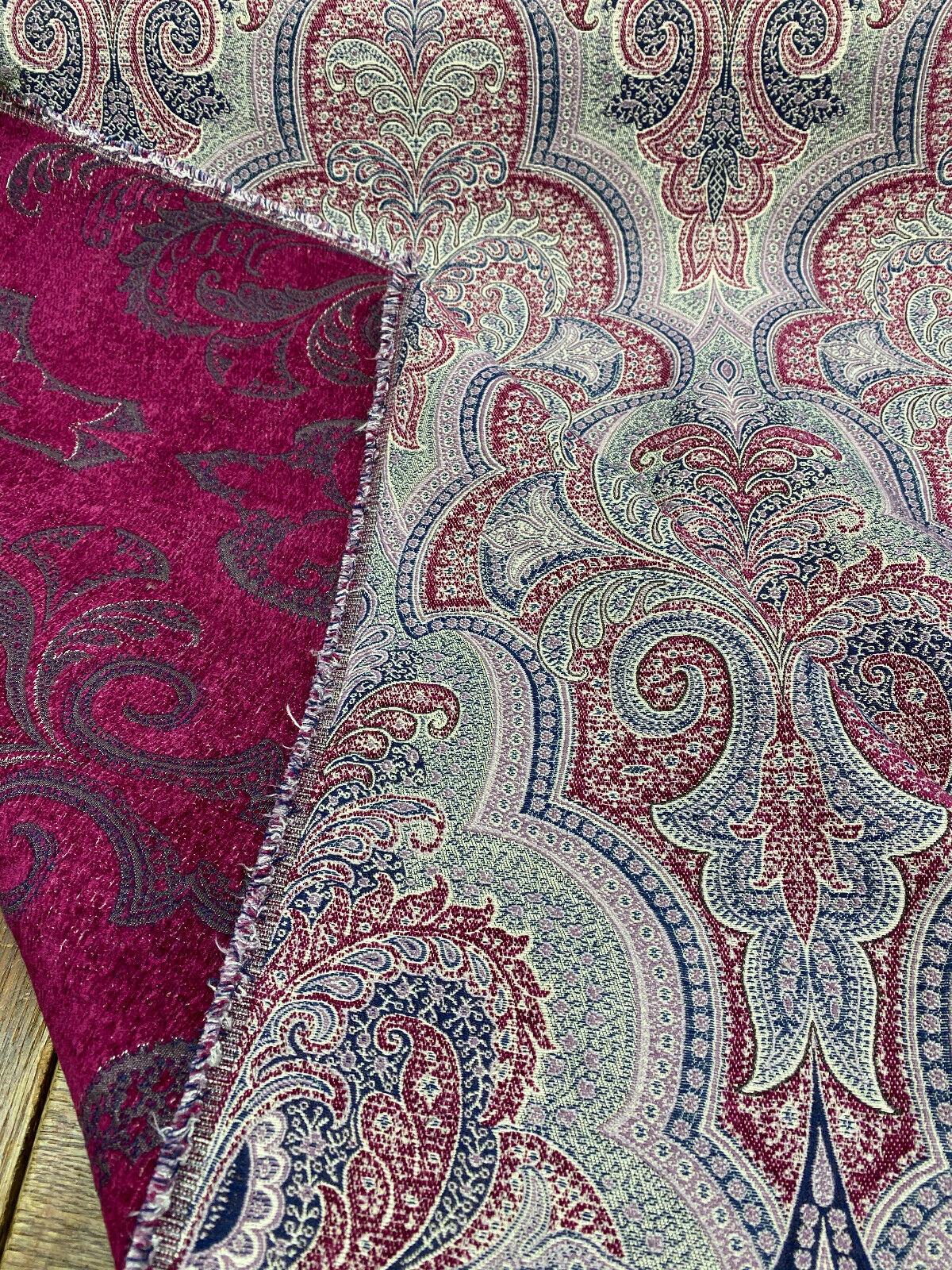 Robert Allen Shahmin Beet Chenille Fabric - Damask, Purple Lavender Beige With Hints Of Blue, 57" Width (1 Yard)