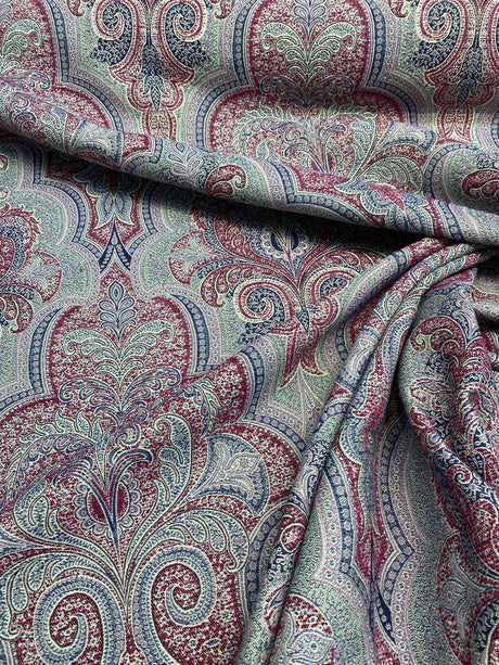 Robert Allen Shahmin Beet Chenille Fabric - Damask, Purple Lavender Beige With Hints Of Blue, 57" Width (1 Yard)