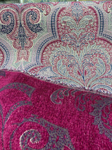 Robert Allen Shahmin Beet Chenille Fabric - Damask, Purple Lavender Beige With Hints Of Blue, 57" Width (1 Yard)