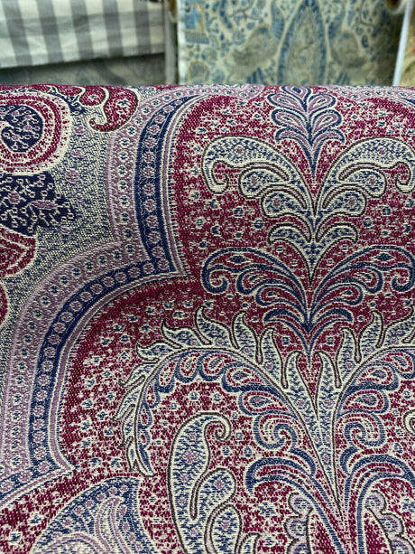 Robert Allen Shahmin Beet Chenille Fabric - Damask, Purple Lavender Beige With Hints Of Blue, 57" Width (1 Yard)