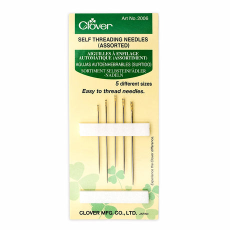 Clover Self Threading Hand Sewing Needles - Assorted Sizes - 5 ct