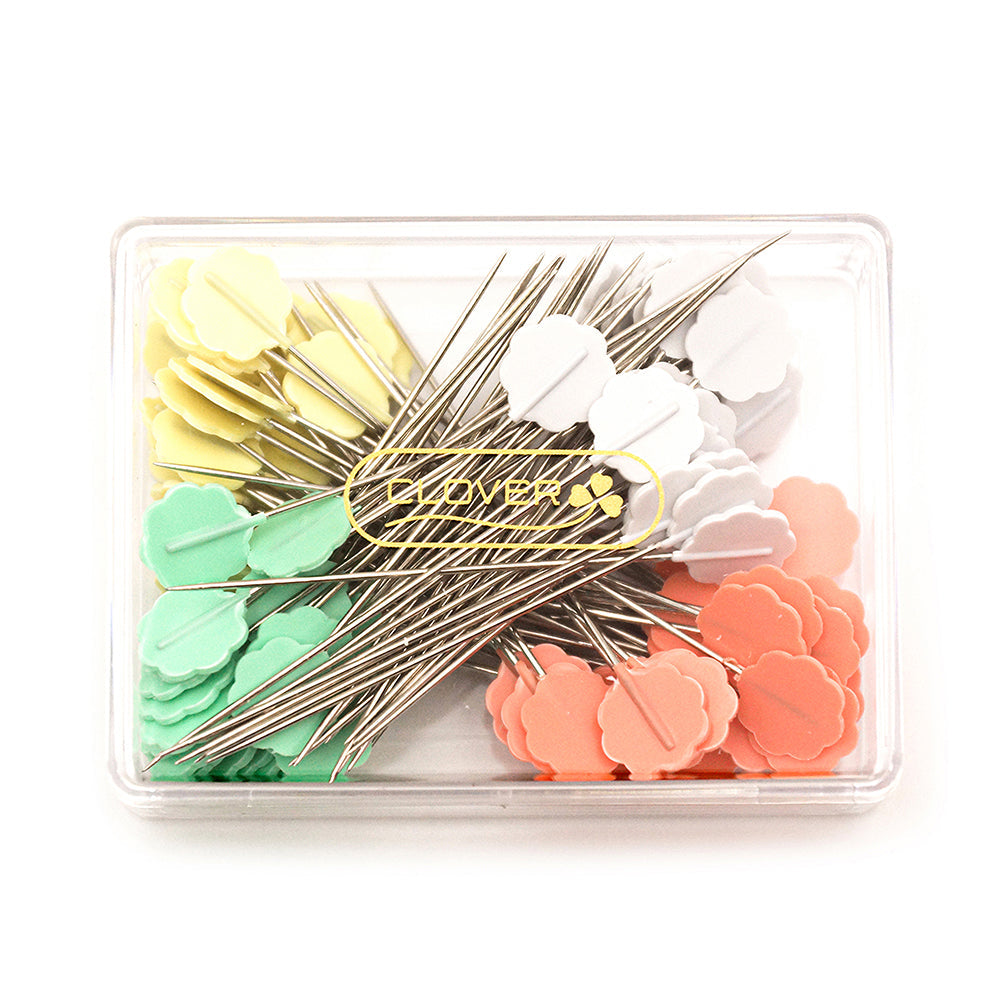 Clover Flower Head Pins Box for Medium Weight Fabrics - 100 ct