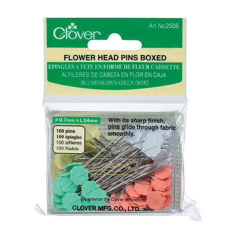 Clover Flower Head Pins Box for Medium Weight Fabrics - 100 ct