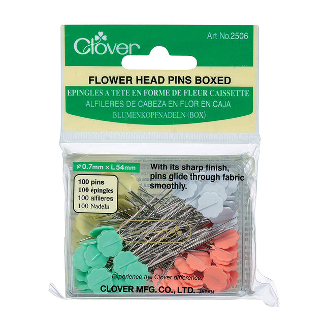 Clover Flower Head Pins Box for Medium Weight Fabrics - 100 ct