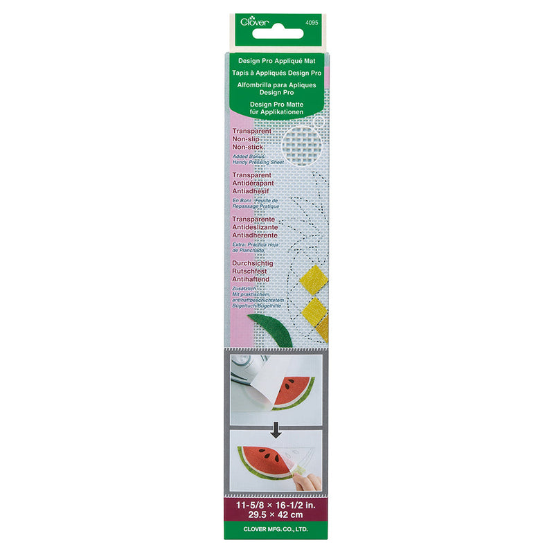 Clover Design Pro Applique Mat - 11.625" x 16.5" - Transparent, Non-Slip and Non-Stick