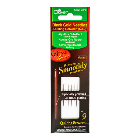 Clover Black Gold Quilting Between Needles - Size 9 - 6 ct