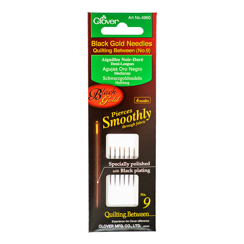 Clover Black Gold Quilting Between Needles - Size 9 - 6 ct