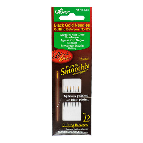 Clover Black Gold Quilting Between Needles - Size 12 - 6 ct
